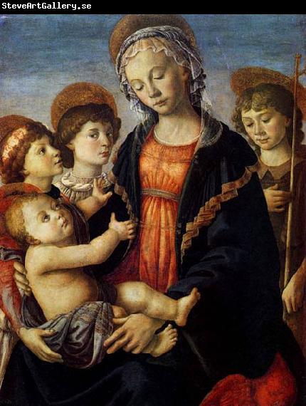 BOTTICELLI, Sandro The Virgin and Child with Two Angels and the Young St John the Baptist